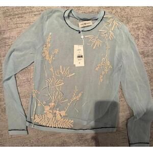 NWT Tory Burch Women's Sheer Long Sleeve Embellished Top sz S retail $548